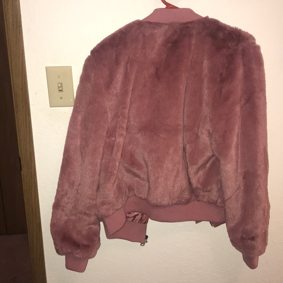 Fuax Fur Bomber Coat - Picture 3 of 3